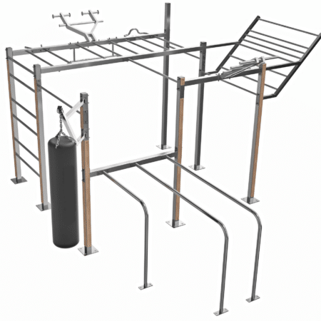 Vielseitige Outdoor-Fitness-Station für Calisthenics und Bodyweight-Training im modernen Design.