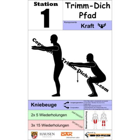 Stationsschild Kniebeuge