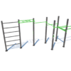 Outdoor Fitnessgerät: Robuste Metallstruktur für Klettern, Schwingen und verschiedene Körperübungen.