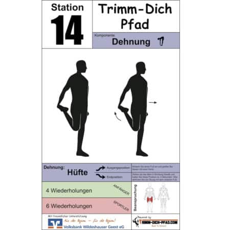 Stationsschild Dehnen Hüfte