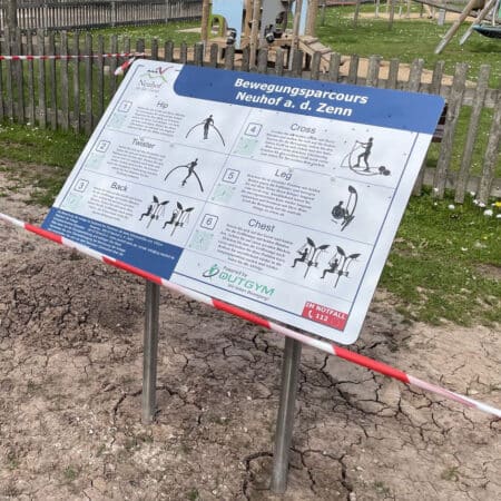 Übersichtsschild für Calisthenicsanlagen  inkl. 45 Grad Halterung - Edelstahl