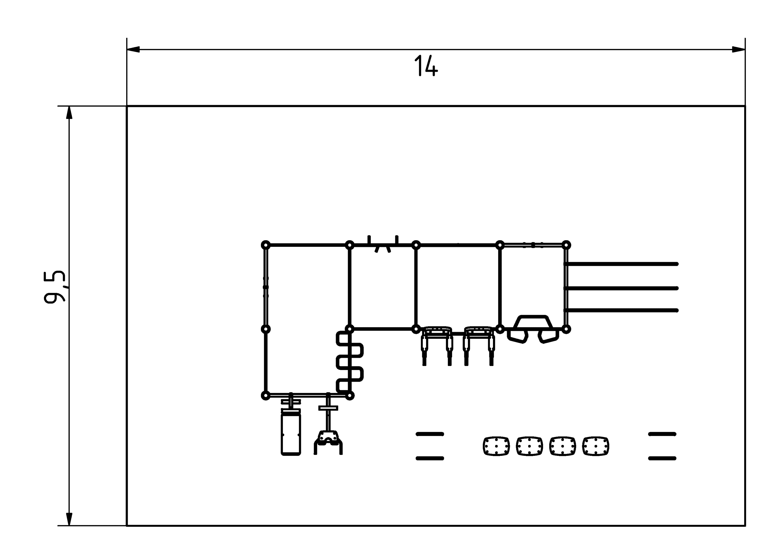 Technisches Schaltplandiagramm, horizontale Module, elektrische Verbindungen, strukturierter Aufbau, Engineering.